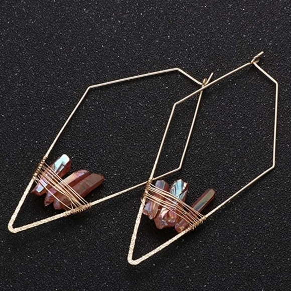 Boutique Jewelry - 💖 2/$30 Womens boho Crystal gold hoop wire cute lightweight dainty earrings